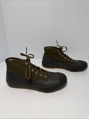 MOONSTAR Fine Vulcanized Alweather High-Top Canvas Rubber Sneaker Boots Green 41
